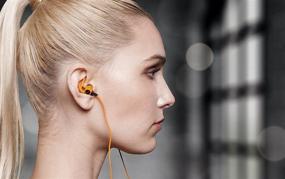 img 2 attached to 🎧 V-MODA Forza внутриканальные гибридные спортивные наушники - устройства Apple, оранжевые: в комплекте пульт управления с 3 кнопками и микрофон