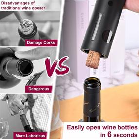 img 2 attached to 7-in-1 Electric Wine Opener Set with Foil Cutter, Vacuum Wine Saver Pump, 2 Wine Stoppers, Wine Aerator Pourer - Ideal Christmas Gift for Wine Lovers