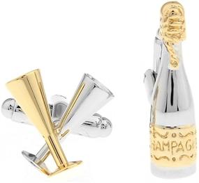 img 4 attached to Classy Champagne Wine Bottle and Glasses Cufflinks for a Sophisticated Look