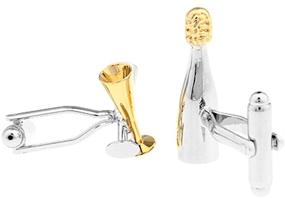 img 2 attached to Classy Champagne Wine Bottle and Glasses Cufflinks for a Sophisticated Look