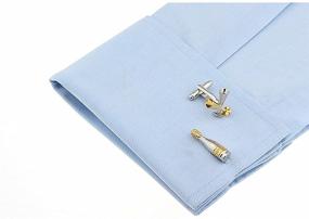 img 1 attached to Classy Champagne Wine Bottle and Glasses Cufflinks for a Sophisticated Look