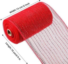 img 1 attached to Colorful Poly Mesh Ribbon: 8 Rolls Metallic Foil Deco Mesh with Mixed Color Twist Ties - Perfect for Wreaths and Home Decor (6 Inch x 30 Feet)