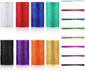 img 3 attached to Colorful Poly Mesh Ribbon: 8 Rolls Metallic Foil Deco Mesh with Mixed Color Twist Ties - Perfect for Wreaths and Home Decor (6 Inch x 30 Feet)