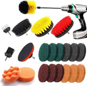 img 4 attached to 🧽 Ultimate 22 Piece Drill Brush Attachment Set: Power Scrubber Kit for Efficient Cleaning of Tile Sealants, Bathtub, Sinks, Floors, Wheels & Carpets