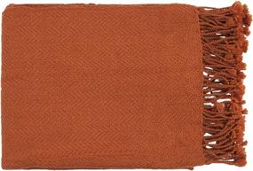 img 4 attached to 🎃 Artistic Weavers Tanner 50x60 Throw Blanket in Pumpkin - Handcrafted Knit