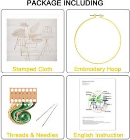 img 3 attached to 🌸 Complete Embroidery Kit for Adult Beginners: Pinkol Stamped Cross Stitch Starters with Needlepoint Hoops, Printed Cloth, Thread, and Plant-themed Patterns (A)