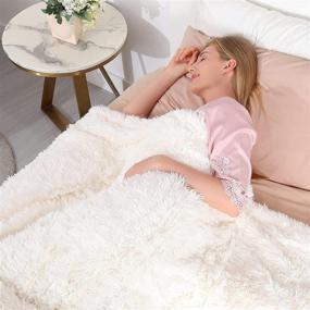 img 1 attached to 🛋️ Cozy Cream White Fuzzy Faux Fur Throw Blanket – Extra Soft, Reversible, and Lightweight for Couch, Sofa, and Bedroom Décor