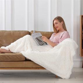 img 2 attached to 🛋️ Cozy Cream White Fuzzy Faux Fur Throw Blanket – Extra Soft, Reversible, and Lightweight for Couch, Sofa, and Bedroom Décor