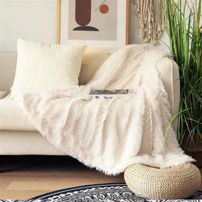 img 3 attached to 🛋️ Cozy Cream White Fuzzy Faux Fur Throw Blanket – Extra Soft, Reversible, and Lightweight for Couch, Sofa, and Bedroom Décor