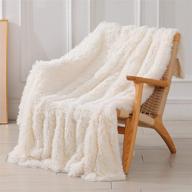 🛋️ cozy cream white fuzzy faux fur throw blanket – extra soft, reversible, and lightweight for couch, sofa, and bedroom décor logo