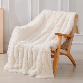 img 4 attached to 🛋️ Cozy Cream White Fuzzy Faux Fur Throw Blanket – Extra Soft, Reversible, and Lightweight for Couch, Sofa, and Bedroom Décor