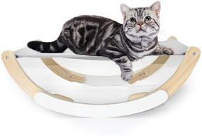 img 4 attached to 🐱 Large Wooden JAYLINNA Cat Hammock Bed for Indoor Cats & Kittens - Adjustable with Cotton Blanket