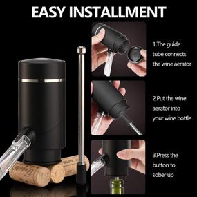 img 2 attached to 🍷 Matte Black Electric Wine Aerator and Dispenser Pump with Retractable Tube – Instant Wine Decanter and Oxidizer, Portable and USB Rechargeable – One-Touch Wine Pourer