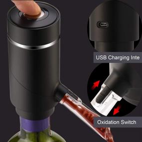 img 1 attached to 🍷 Matte Black Electric Wine Aerator and Dispenser Pump with Retractable Tube – Instant Wine Decanter and Oxidizer, Portable and USB Rechargeable – One-Touch Wine Pourer