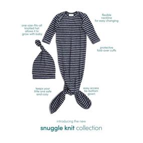 img 2 attached to 🎁 aden + anais Snuggle Knit Newborn Gift Set - Knotted Baby Gown, Swaddle Blanket, Infant Hat, and Bandana Bib, Navy Stripe - Size 0-3 Months