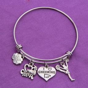 img 3 attached to Cheer Bracelet for Girls: RQIER Expandable Wire Bangle Gift for Cheerleaders, Cheer Teams, and Coaches