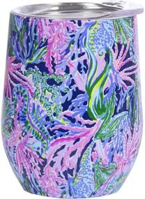 img 4 attached to 🧜 Lilly Pulitzer 12oz Insulated Stemless Wine Tumbler with Lid | Stainless Steel Travel Cup | Mermaid Vibes