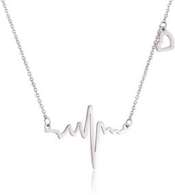 img 4 attached to WDSHOW Stainless Heartbeat Cardiogram Silver Tone