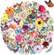 100 aesthetic flower and butterfly stickers: scrapbook, laptop, water bottle, skateboard, luggage journal - vinyl waterproof decals, sticker gifts for adults, women, teens, girls logo