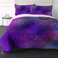 🌈 arightex purple pink boho mandala sherpa comforter set - king size ultra-soft micromink 3d reversible fuzzy bedding - colorful glitter bohemian bedspreads with 2 pillow shams logo