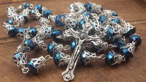 img 2 attached to Nazareth Store Deep Blue Crystal Beads Rosary: A Catholic Necklace with Metal Caps, 📿 Holy Mary Soil Centerpiece Medal, Cross Crucifix, and Velvet Bag for Prayer - Rosarios Catolicos