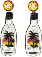 🍹 handcrafted emulily caribbean rum post earrings with beaded design - stylish caribbean rum earrings logo