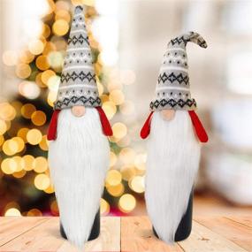 img 1 attached to D-FantiX Christmas Gnome Wine Bottle Covers - 4 Pack Handmade Tomte Swedish Gnomes Wine Bottle Toppers for Decorative Santa Scandinavian Plush Christmas Decorations - Ideal for New Year Dining Table Decor, Party Gifts and More