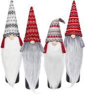 d-fantix christmas gnome wine bottle covers - 4 pack handmade tomte swedish gnomes wine bottle toppers for decorative santa scandinavian plush christmas decorations - ideal for new year dining table decor, party gifts and more logo