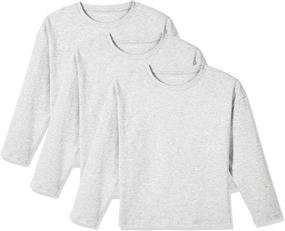 img 1 attached to 👕 Tagless Long Sleeve Crew Neck T Shirts for Kids 4-12 Years - 2 Packs and 3 Packs of Unisex Cotton with Elastane Sweatshirts