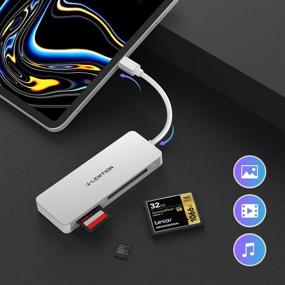 img 2 attached to 📸 LENTION USB C to CF/SD/Micro SD Card Reader - Compatible with MacBook Pro, iPad Pro, Surface and More - Silver