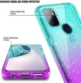 img 2 attached to 📱 NZND OnePlus Nord N100 Case with [Built-in Screen Protector], Full-Body Protective Shockproof Rugged Bumper Cover, Impact-Resistant Durable Phone Case (Glitter Aqua/Purple)