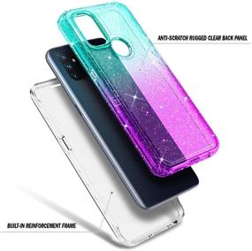 img 1 attached to 📱 NZND OnePlus Nord N100 Case with [Built-in Screen Protector], Full-Body Protective Shockproof Rugged Bumper Cover, Impact-Resistant Durable Phone Case (Glitter Aqua/Purple)