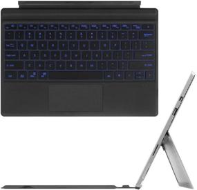 img 3 attached to Wireless Bluetooth Rechargeable Keyboard Replacement Type Cover Trackpad Mouse for Microsoft Surface Pro 7/6/5/4/3 - Ergonomic, Portable, Slim, Backlit
