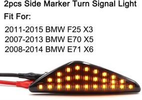 img 1 attached to 🚘 BMW F25 X3 E70 X5 E71 X6 Front Fender Side Marker Lights - Sequential Dynamic Amber LED Turn Signal Lamps (Black LED Replacement)