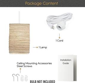 img 1 attached to 🏮 YouHaveSpace Boho Asian Rice Paper Pendant Light Shade Kit, Beige Lantern Lamp for Bohemian Decor, Plug-in Cord Included (Light Bulb Not Included)