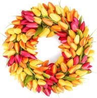 🌷 bomarolan tulip wreath 20 inch - front door summer fall large wreaths - springtime all year round outdoor & indoor wall, window décor - festival decoration логотип