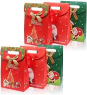 6-piece gkongu christmas paper gift bags - medium boutique fold over with handles. ideal 🎁 for wrapping kids' prizes, goodies, and christmas party treats - gift wrapping for candy, cookies & more! logo