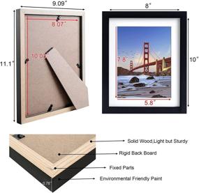 img 3 attached to Sets of 4 - Solid Wood 8x10 Black Picture Frames with HD Plexiglass Front for Tabletop or Wall Display of 6x8 or 8x10 Pictures