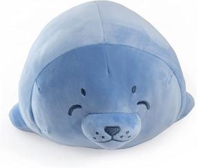 img 1 attached to 15-inch Mango Steam Soft Plush Pillow Stuffed Animal (Seal, Blue) - Irresistibly Cute and Kawaii!