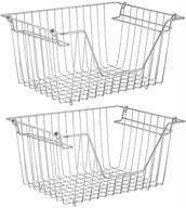 🍎 sanno large steel metal wire stacking basket bin pantry freezer storage baskets cabinet organizer - great for fruit, vegetables, onions, potatoes, cans - kitchen 2 pack логотип