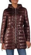 stay warm in style with kenneth cole 🧥 new york women's packable puffer jacket featuring a cinch waist logo