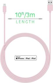 img 3 attached to 10ft Long Heavy Duty Pale Pink iPhone Charger Lightning Cable - MFI Certified for Apple iPhone 12, 12 Pro/Max, 12 Mini, 11, 11 Pro/Max, XR, XS/Max, X, 8, 7, 6, 5, SE, iPad - by TalkWorks