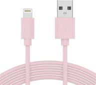 10ft long heavy duty pale pink iphone charger lightning cable - mfi certified for apple iphone 12, 12 pro/max, 12 mini, 11, 11 pro/max, xr, xs/max, x, 8, 7, 6, 5, se, ipad - by talkworks logo