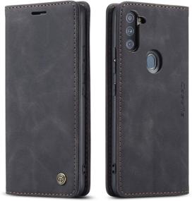 img 4 attached to Sleek Black Samsung Galaxy A11 Wallet Case | Magnetic Stand & Card Holder