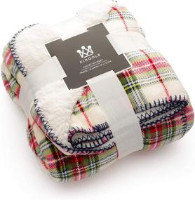 img 4 attached to Kingole Premium Double-Layer 580 GSM Luxury Plaid Sherpa Blanket: Super Soft, Cozy Plush Reversible Extra Warm Blanket for Couch/Bed (Liz Plaid, Throw 50x60)