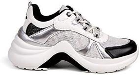 img 1 attached to Lucky Step Women's Chunky Sneakers - Fashionable Lace Up Dad Shoes with Cushioned Running Sole