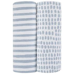 img 3 attached to Ely's & Co. Waterproof Crib/Toddler Bed Sheet Set - Misty Blue Stripes & Splashes - 100% Cotton, Jersey Knit, Patent Pending