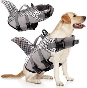 img 4 attached to 🐶 Swimming Dog Life Jacket - Shark Pet Floatation Vest, Quick Release, Adjustable Harness, Puppy Pool Beach Boating Life Preserver