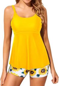 img 4 attached to Yonique Tankini Swimsuits Swimwear Sunflower Women's Clothing