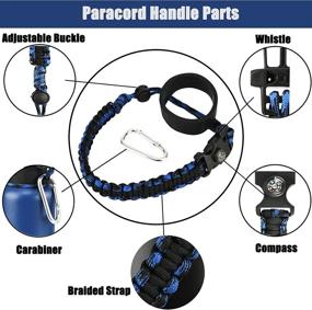 img 2 attached to 🌀 Optimized Miracredo Paracord Handle for Hydro Flask 2.0 Wide &amp; Standard Mouth Bottles - 12 oz to 64 oz, With Rubber Ring &amp; Carabiner, Easy Carry Strap Holder for Hydro Flask